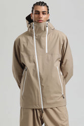 Men's Khaki Face Vent Asym-Zip Waterproof Insulated Snow Jacket